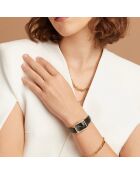Montre & Collier Adélaïde en Cuir & Diamant noir/doré