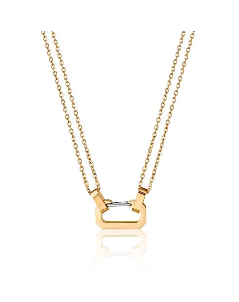 Montre & Collier Adélaïde en Cuir & Diamant noir/doré