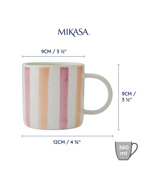 Mug Mikasa à rayures  rose - 380ml