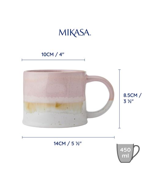 Mikasa Becher aus rosafarbenem Steinzeug, 450 ml