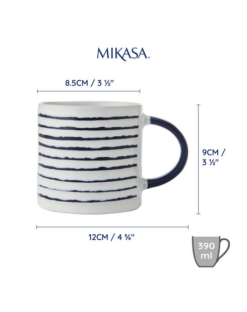 Mikasa blauer Steinzeugbecher, 390 ml