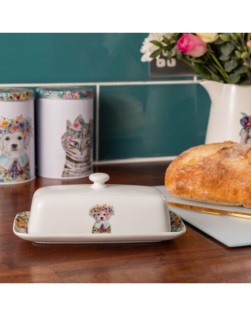 Beurrier en porcelaine avec couvercle Mikasa Tipperleyhill  blanc - 21.2x11x7.7 cm