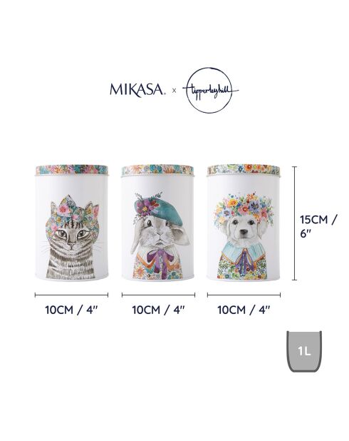 3 weiße Aufbewahrungsboxen von Mikasa Tipperleyhill, 1 l