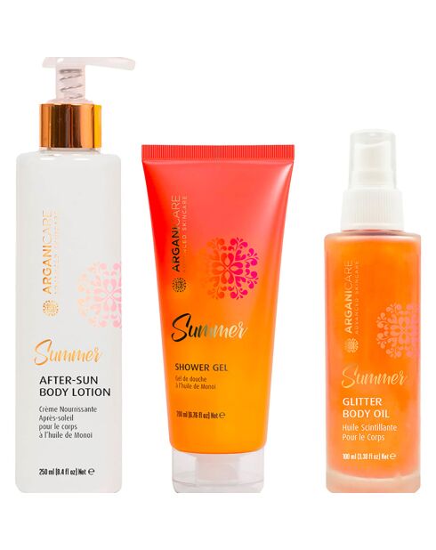 Rutina corporal de verano con hidratación monoï, luminosidad y bronceado sublimado, 3 unidades