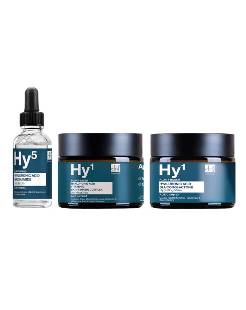 Crème hydratante de jour à l'acide hyaluronique Apothecary + sérum pour les yeux + masque - 3 pièces