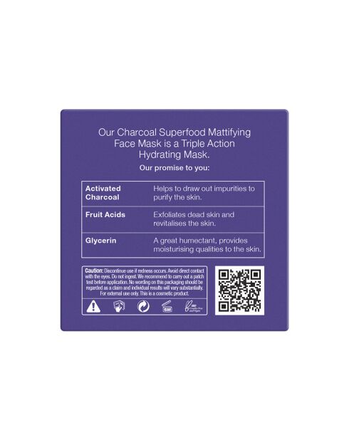 Masque Visage Matifiant au Charbon Superfood - 60 ml
