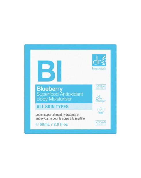 Crème hydratante antioxydante pour le corps aux superaliments à la myrtille - 60 ml