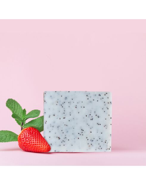 Pain nettoyant fraise et graines de pavot - 100 g