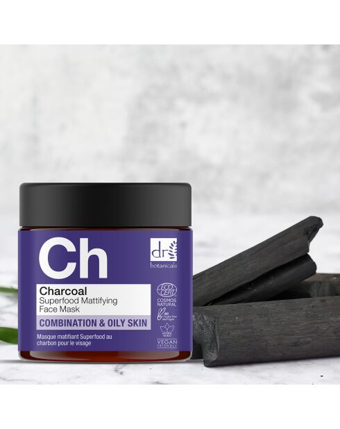 Masque Visage Matifiant au Charbon Superfood - 60 ml