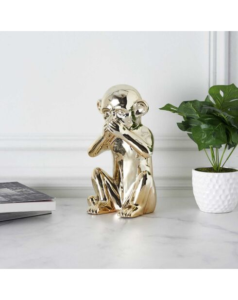 Statue Singe dorée - 17x15x28 cm