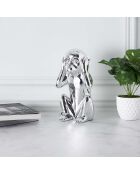 Statue Singe argentée - 17x15x28 cm