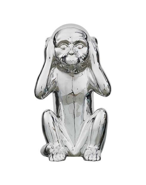 Statue Singe argentée - 17x15x28 cm
