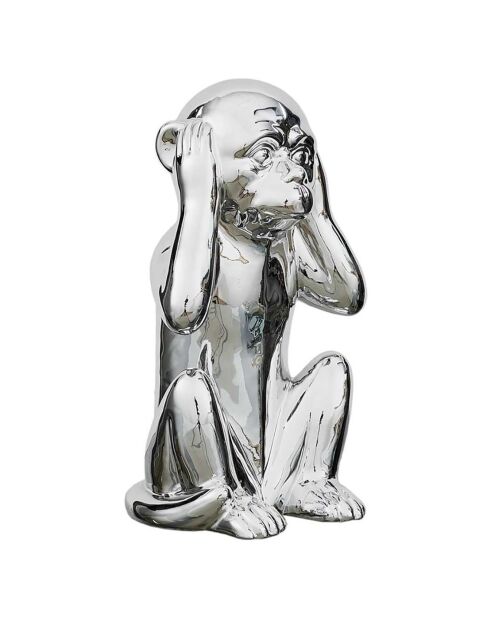 Statue Singe argentée - 17x15x28 cm
