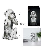 Statue Singe argentée - 17x15x28 cm