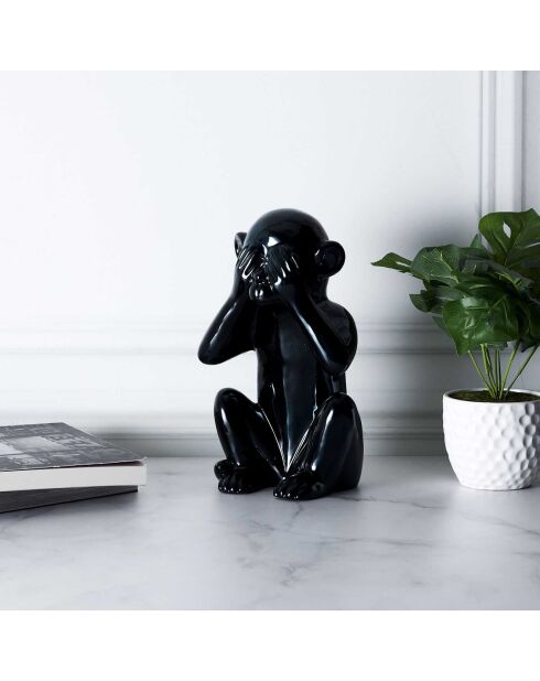 Statue Singe noire - 17x15x29.5 cm