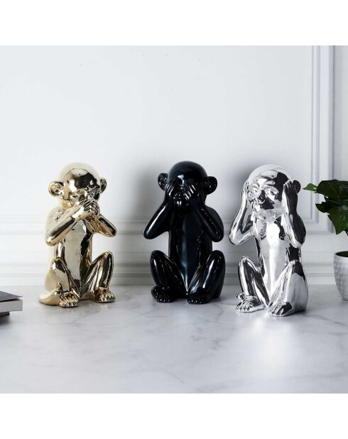 Statue Singe noire - 17x15x29.5 cm