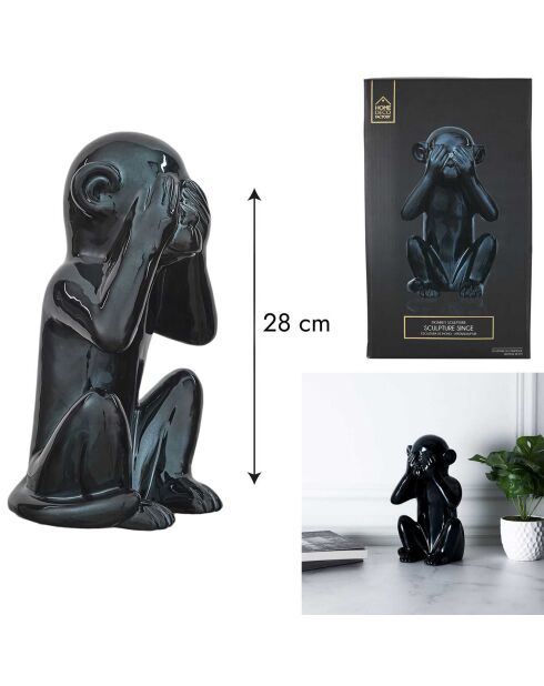 Statue Singe noire - 17x15x29.5 cm
