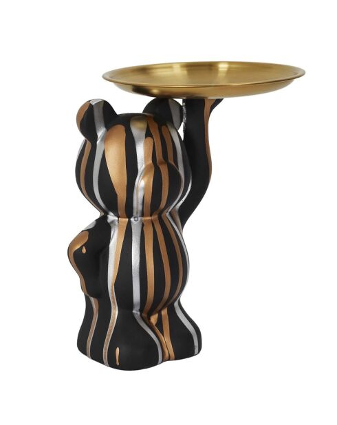 Statue déco vide-poche doré/argenté/noir - 23x15x19 cm