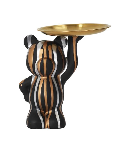 Statue déco vide-poche doré/argenté/noir - 23x15x19 cm