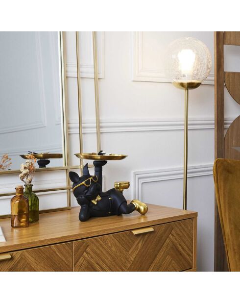 Statue Bulldog vide-poche doré/noir - 27x18.2x17 cm