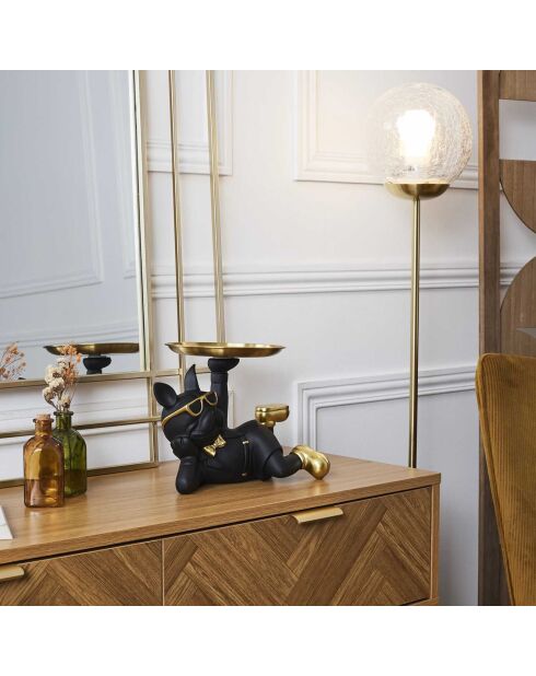 Statue Bulldog vide-poche doré/noir - 27x18.2x17 cm