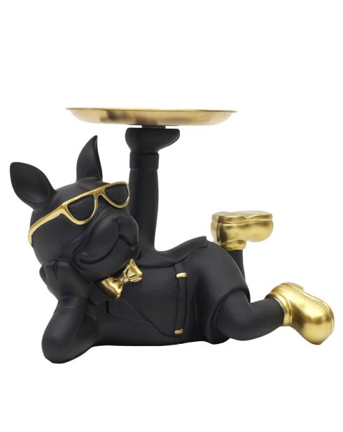 Statue Bulldog vide-poche doré/noir - 27x18.2x17 cm