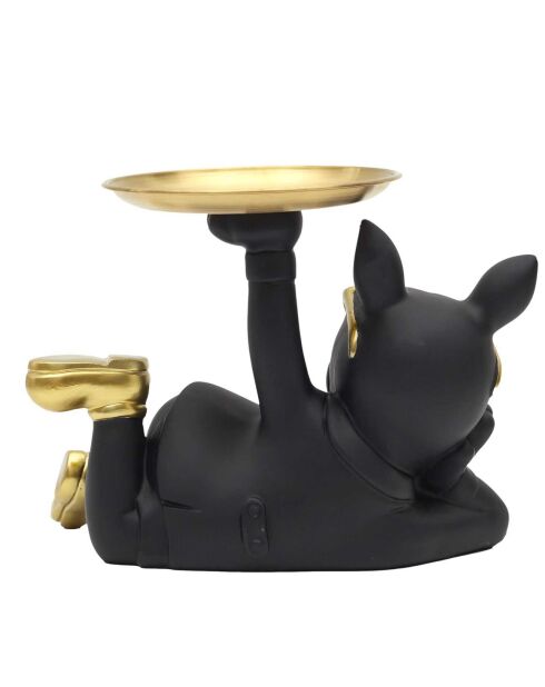 Statue Bulldog vide-poche doré/noir - 27x18.2x17 cm