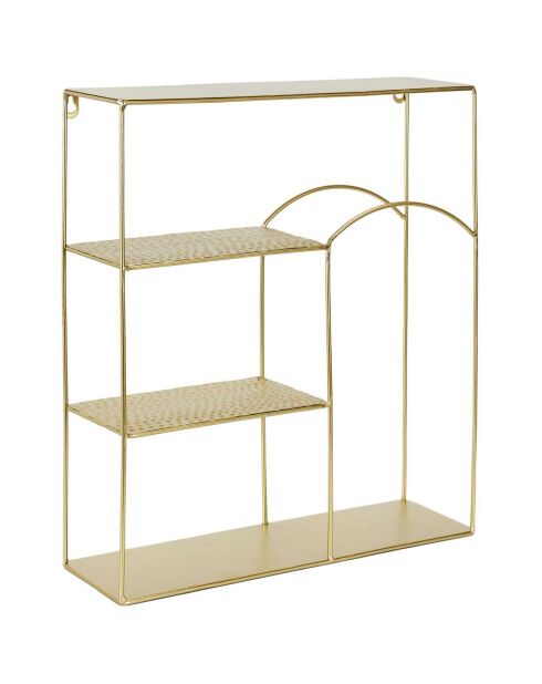 Etagère déco martelée Alia dorée - 40x12x45 cm