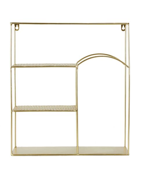Etagère déco martelée Alia dorée - 40x12x45 cm