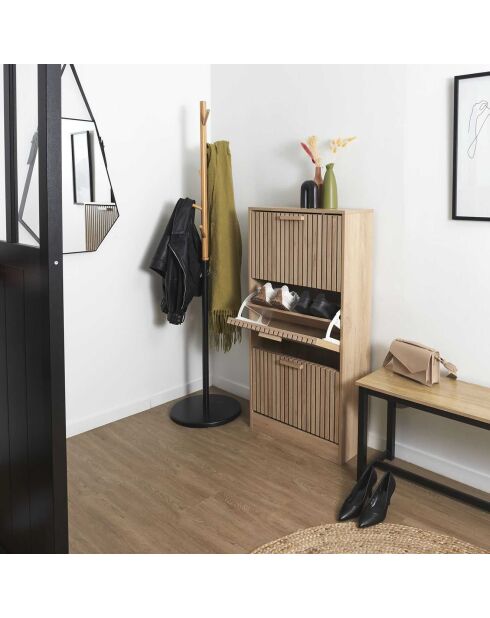 Meuble à chaussures 3 portes Klaus marron - 60x24x113 cm