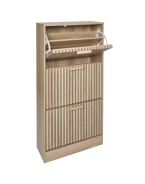 Meuble à chaussures 3 portes Klaus marron - 60x24x113 cm