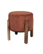 Tabouret côtelé Scott terracotta/marron - 35.5x35x35 cm