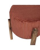 Tabouret côtelé Scott terracotta/marron - 35.5x35x35 cm