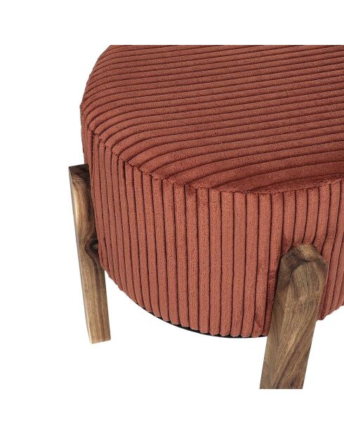 Tabouret côtelé Scott terracotta/marron - 35.5x35x35 cm