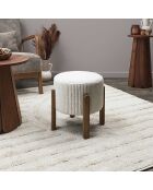Tabouret côtelé Scott beige/marron - 35.5x35x35 cm