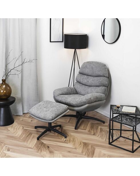 Fauteuil William gris/noir - 78x90x99 cm