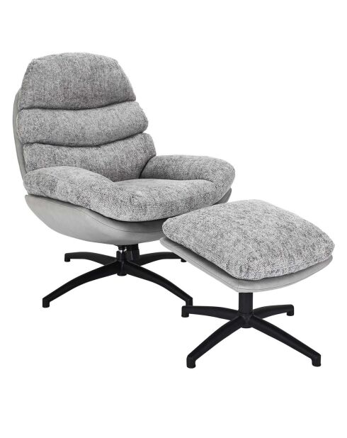 Fauteuil William gris/noir - 78x90x99 cm
