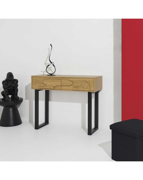 Console Calypso marron/noir - 100x35x80 cm