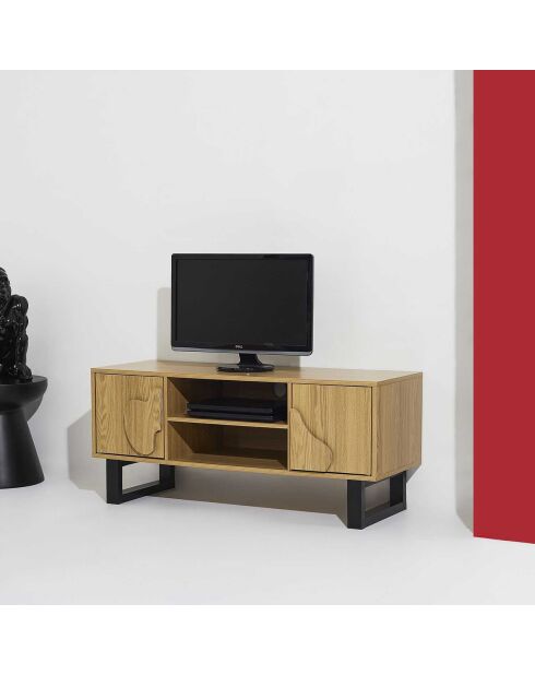 Meuble TV Calypso marron/noir - 110x40x48 cm