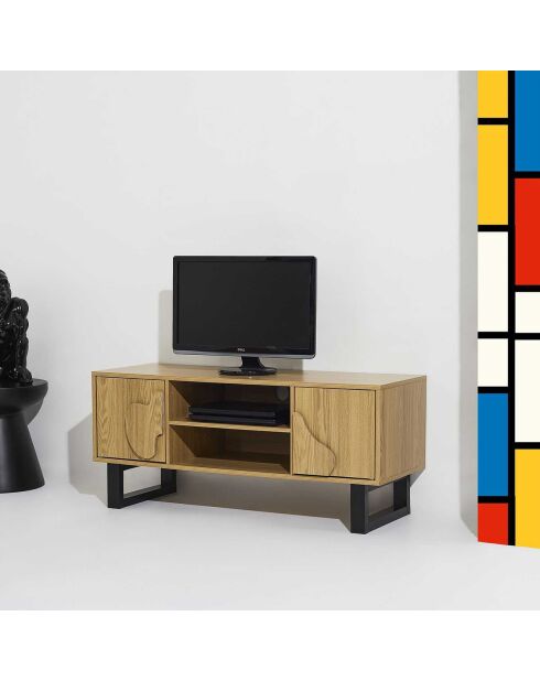 Meuble TV Calypso marron/noir - 110x40x48 cm