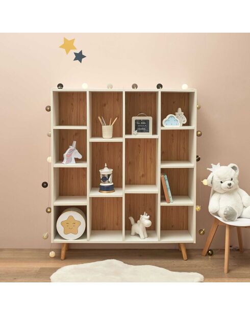 Bibliothèque Suzanne XL blanc/beige - 100x24x116 cm