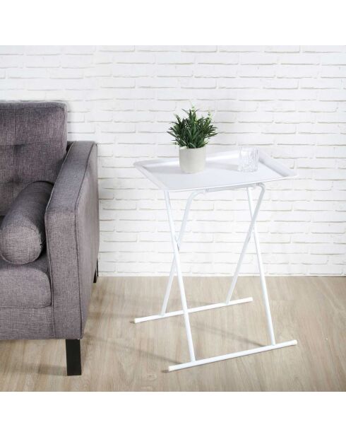 Table d'appoint plateau blanche - 52x37x66 cm