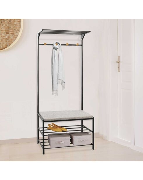 Banc d'entrée porte-manteau naturel/noir - 76x35x177.5 cm
