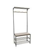 Banc d'entrée porte-manteau naturel/noir - 76x35x177.5 cm