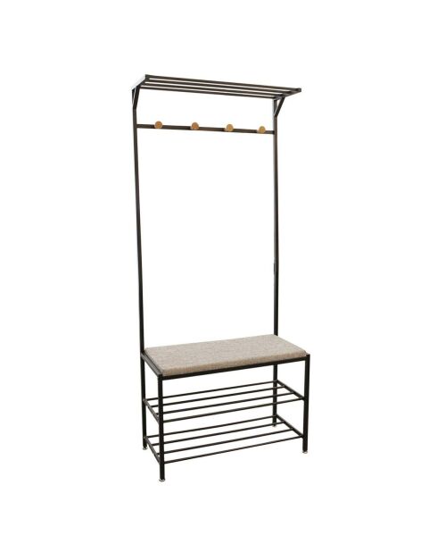 Banc d'entrée porte-manteau naturel/noir - 76x35x177.5 cm