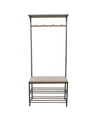 Banc d'entrée porte-manteau naturel/noir - 76x35x177.5 cm