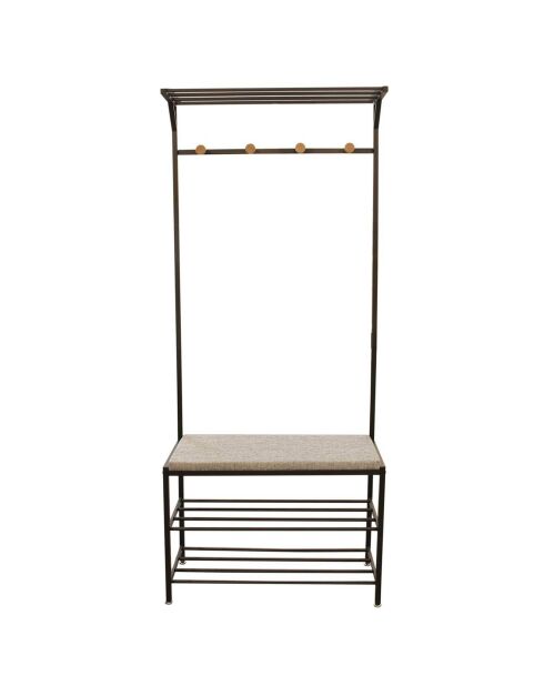 Banc d'entrée porte-manteau naturel/noir - 76x35x177.5 cm