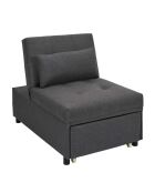 Fauteuil convertible Malmo gris - 183.5x69x44 cm