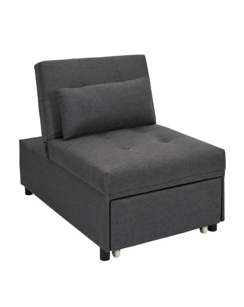 Fauteuil convertible Malmo gris - 183.5x69x44 cm