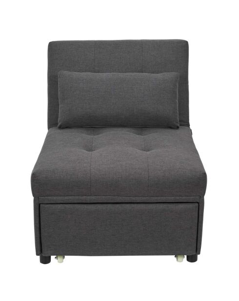 Fauteuil convertible Malmo gris - 183.5x69x44 cm